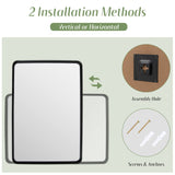Tangkula Rectangular Wall Mirror, Modern Mirror with Solid Steel Frame & Rounded Corners