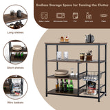 Tangkula 4-Tier Kitchen Baker's Rack, Industrial Microwave Oven Stand with Sliding Wire Basket