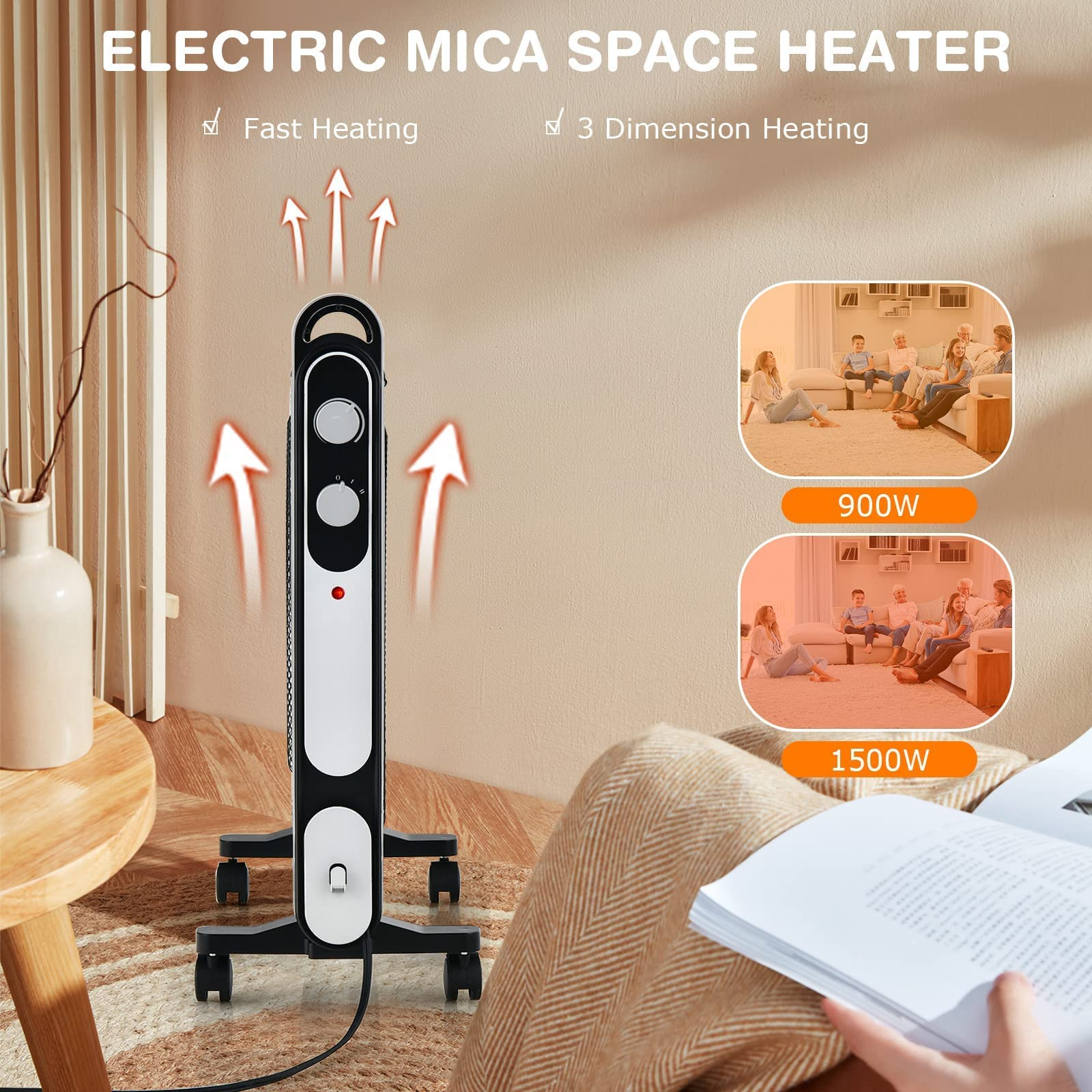  1500W Electric Mica Space Heater - Tangkula