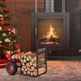 Tangkula Firewood Log Cart, Wood Rack Storage Mover with Rolling Wheels & Ergonomic Handle
