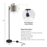 Floor Lamp for Living Room, Mid Century Tall Pole Lamp with Arc Hanging Shade