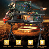 Tangkula Gaming Desk, Professional Gamer Workstation with Cup Holder, Headphone Hook, Handle Rack