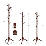 Tangkula Coat Rack Freestanding, Rubber Wood Coat Stand with 8 Hooks