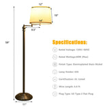Tangkula LED Floor Lamp w/Swing Arm, Iron Pipe Electroplated Nickel & Hanging Lamp Shade(Nickel)
