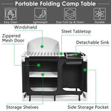 Camping Kitchen Table, Camping Grill Table with Windscreen