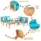 Tangkula Outdoor 4-Piece Acacia Wood Chat Set