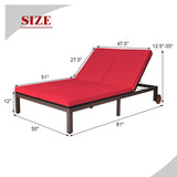 Tangkula 2-Person Patio Lounge Chair, Outdoor Rattan Double Wicker Daybed Chaise Lounge Chair