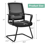 Tangkula Mid Mesh Back Office Guest Chair Chair W/Adjustable Lumbar Support & Sled Base