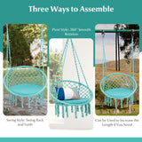 Tangkula Hammock Chair with Cushion, Bohemian Style Macrame Swing Chair with Hanging Hardware Kit & Strap