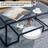 Tangkula Tempered Glass Coffee Table, 42 Inch Wide Rectangular Coffee Table