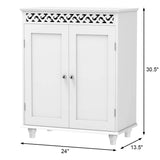 Tangkula Bathroom Floor Cabinet, Modern Carved Design Freestanding Storage Cabinet (White)