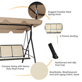 Tangkula 3 Person Patio Swing, Steel Frame with Polyester Angle Adjustable Canopy