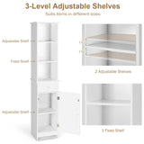 Tangkula Tall Bathroom Cabinet, Slim Storage Cabinet with 3 Tier Shelf, 13.5 x 12 x 64.5 Inches