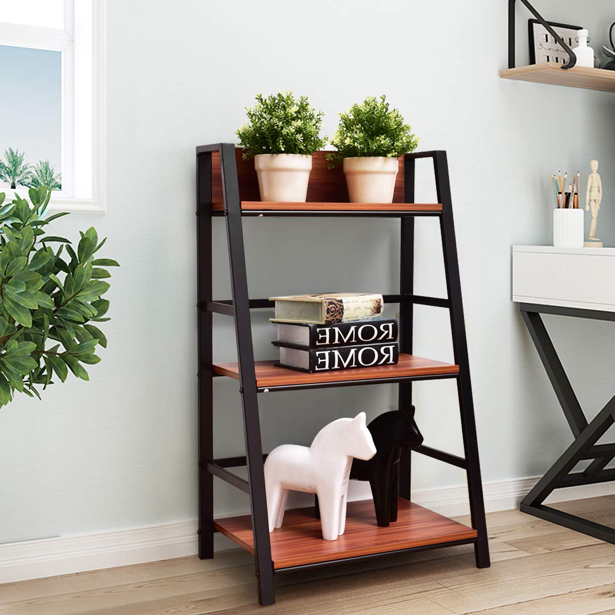 3-Tier Ladder Shelf Home Office Bookshelf - Tangkula