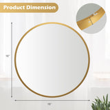 Tangkula 16 Inch Round Wall Mirror, Circular Mirror for Wall with Aluminum Alloy Frame