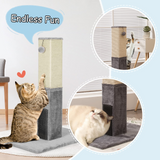 Tangkula 31 Inches Tall Cat Scratching Post, Claw Scratcher w/ Hanging Ball Toy