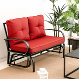 Tangkula 2-Person Outdoor Glider Bench, Swing Seat Bench with Seat & Back Cushions, Sturdy Rustproof Steel Frame