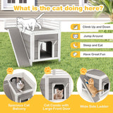 Tangkula 2-Story Outdoor Cat House, Feral Kitty Houses with Escape Doors