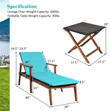 Tangkula Patio Chaise Lounge Sets, Outdoor Acacia Wood Chaise Lounger Chair