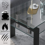 Tangkula Rectangular Glass Coffee Table, Modern Side Coffee Table