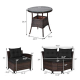 4-Piece Patio Furniture Set, C-Shape Outdoor Wicker Sectional Sofa Set