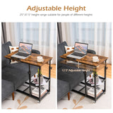 Tangkula Height Adjustable C Shaped End Table with Lockable Wheels