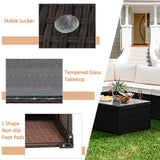6 Pieces Patio Furniture Set, Outdoor Rattan Sofa Set, Wicker Conversation Set