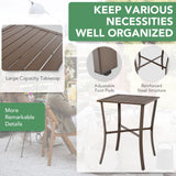 3 Piece Patio Bar Set, Outdoor Bar Stool Bistro Set w/ 27.5" Square Table, 2 Wicker Cushioned Chairs