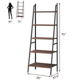 Tangkula Ladder Shelf, 5 Tier Industrial Bookcase, Multifunctional Display Bookshelf