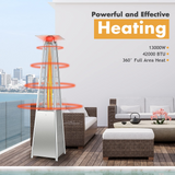 Tangkula 90-inch Outdoor Patio Heater, 42000 BTU Portable Pyramid Propane Heater with Wheels, Quartz Glass Tube
