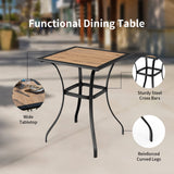 Tangkula 28 Inches Patio Bar Table, Outdoor Steel Square Bar Table