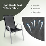 Tangkula 4 Pieces Patio Dining Chairs, Outdoor Stackable All Weather Heavy Duty Dining Chairs Set with Armrests