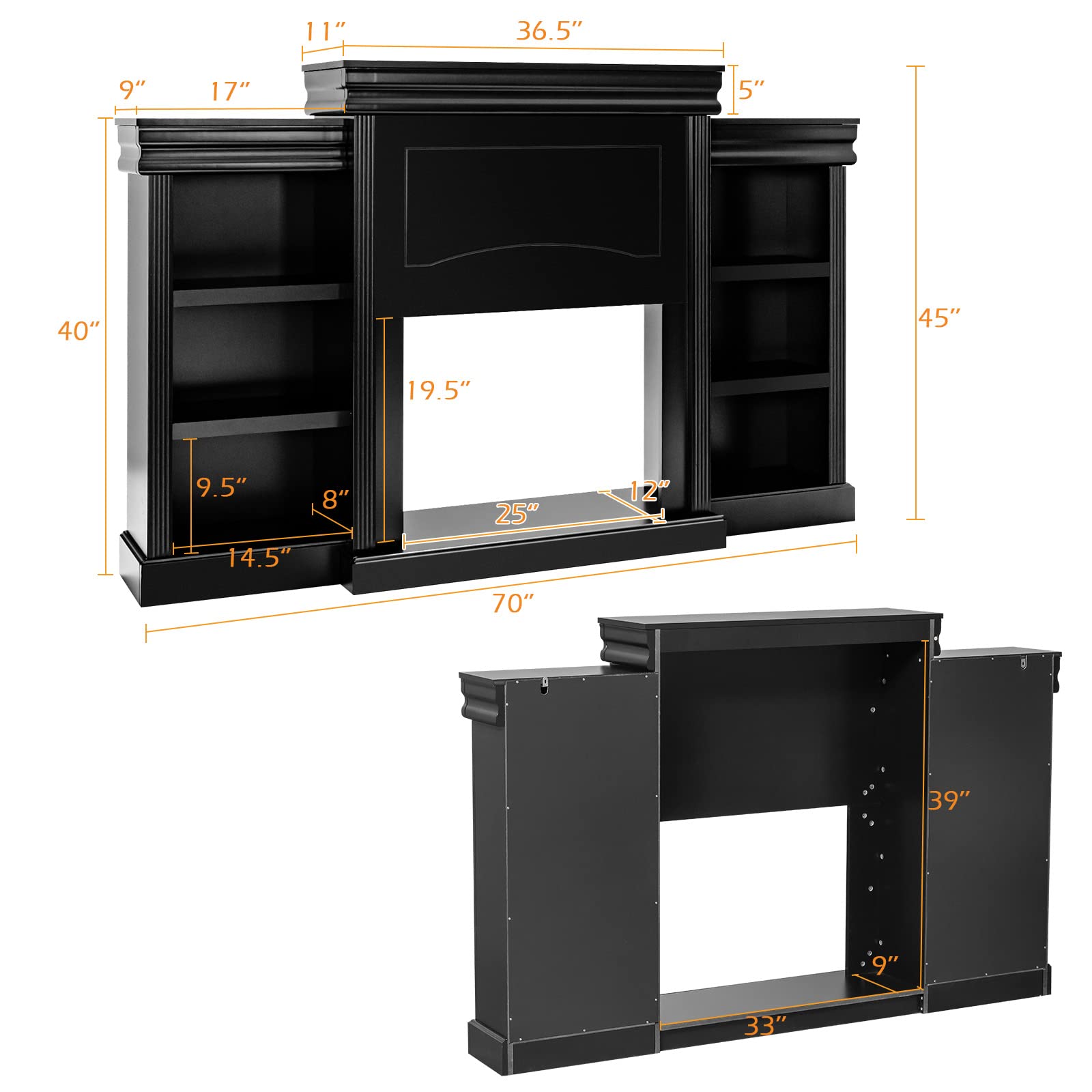70 Inches Freestanding Mantel Stand - Tangkula