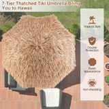 Tangkula 7.2 FT Thatched Patio Umbrella, Hawaiian Style Grass Beach Umbrella with Tilt Adjustment