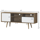 Tangkula Mid-Century Modern TV Stand for TVs up to 65 Inch, Wooden TV Console Table with Storage Shelves