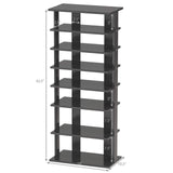 Tangkula 7 Tiers Vertical Shoe Rack, Entryway Wooden Shoes Racks, Modern Shoe Rack Organizer