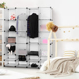 Portable Clothes Closet Wardrobe Bedroom Armoire DIY Storage Organizer Closet with Doors, 16 Cubes and 8 Shoe Racks