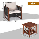 3 Pieces Patio Wicker Furniture Set, Rattan Outdoor Sofa Set