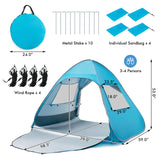 Tangkula 2-4 Person Pop up Beach Tent, UPF50+ Beach Sun Shade with Carrying Bag