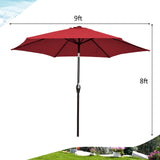 Tangkula 9FT Patio Umbrella, Outdoor Market Table Umbrella with Push Button Tilt Adjustment, Crank & 6 Sturdy Ribs for Garden