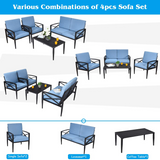 Tangkula Outdoor Aluminum Patio Conversation Set, Patio Sofa Set 1 Loveseat, 2 Single Sofas, 1 Coffee Table