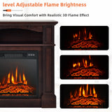 32" Electric Fireplace with Mantel, 1400W Freestanding Heater with Remote Control & Adjustable Brightness