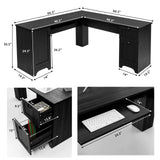 L Shaped Office Desk, 66.5 Inches Corner Computer Desk with Storage Drawers & Cabinet