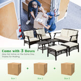 Tangkula 7 Pieces Patio Furniture Set, Outdoor Rattan Conversation Set with Waterproof Cover