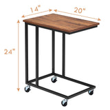 Tangkula Industrial Mobile Side Table, Movable End Table for Coffee Tablet