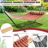 Tangkula 11FT Double Hammock, Heavy Duty Outdoor Hammock with Curved Spreader Bars