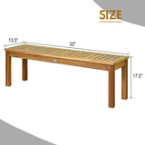 Tangkula 52 Inches Acacia Wood Outdoor Bench, Wood Bench for Dining Room Entryway Poolside Garden