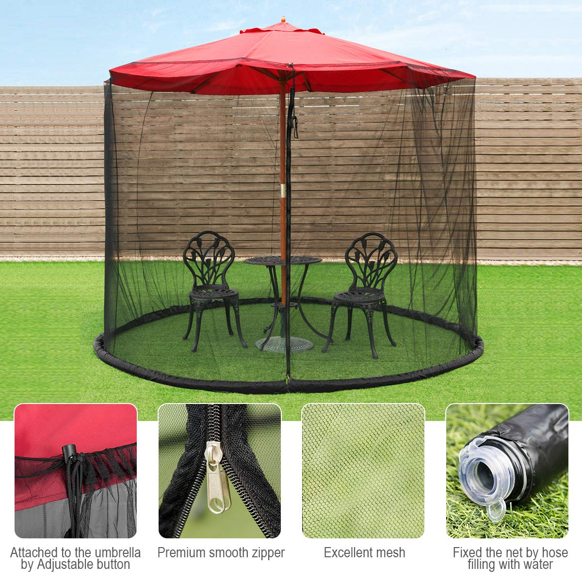 TANGKULA 9/10FT Patio Umbrella Screen, with Zipper Door and Polyester – tangkula