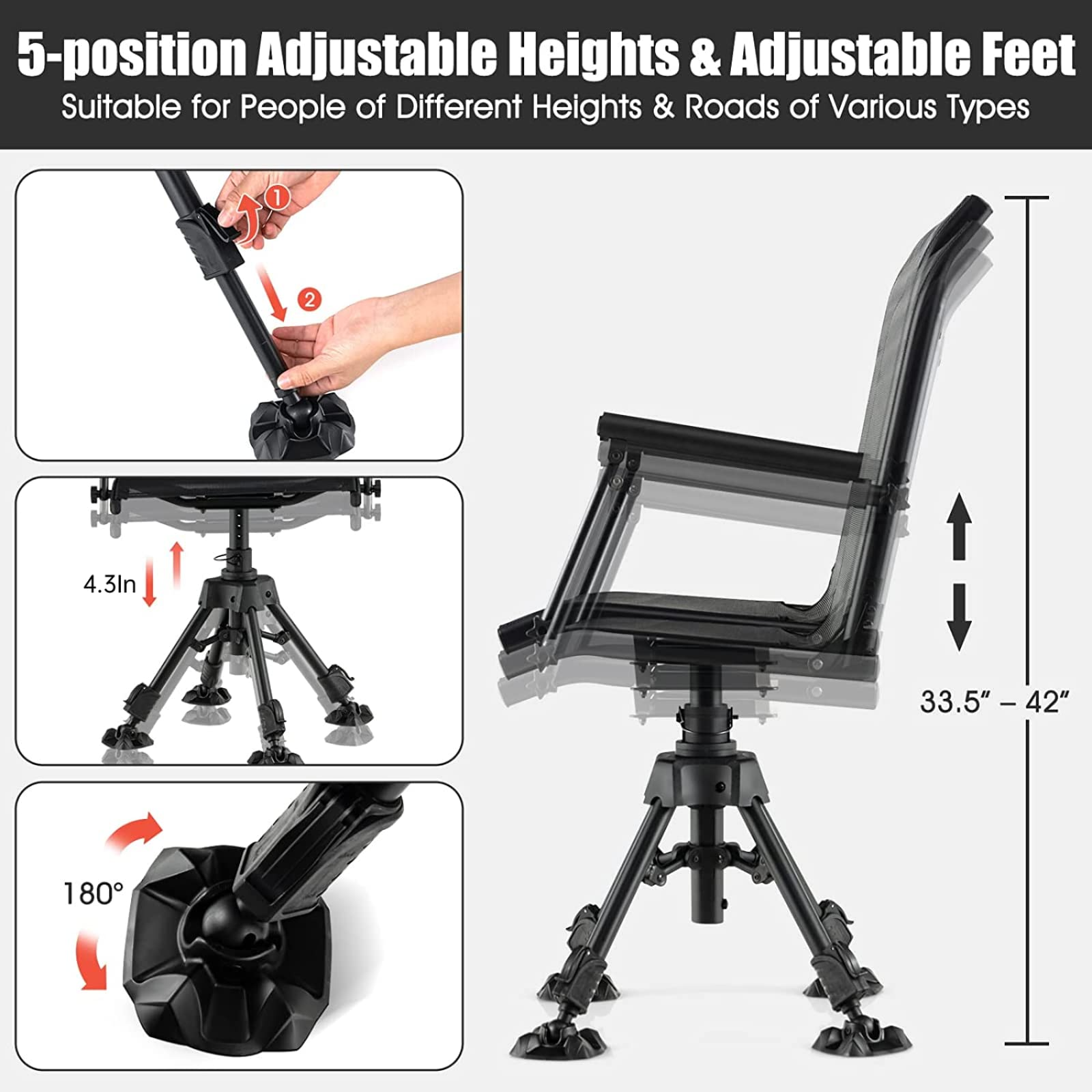 Swivel hunting chair adjustable discount legs