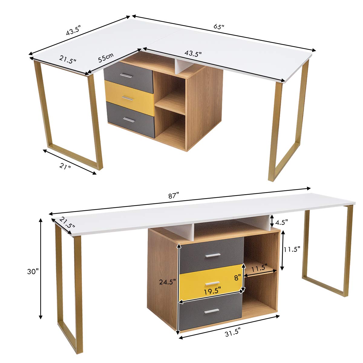 Tangkula 2 Person Computer Desk, 79 Inch Double Workstation Desk with  Storage Cubes and Adjustable Foot Pads, Extra Large & Sturdy Writing Table  for